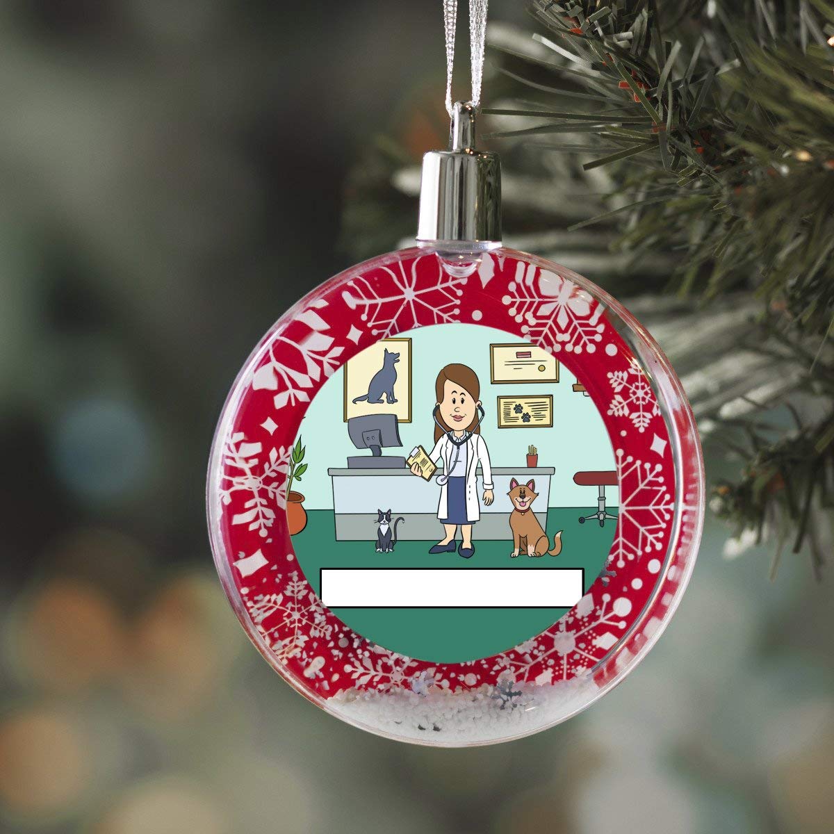 PrintedPerfection.com Personalized StoryLine Cartoon Caricature Snow Globe Christmas Ornament: Motorcycle Rider - Couple