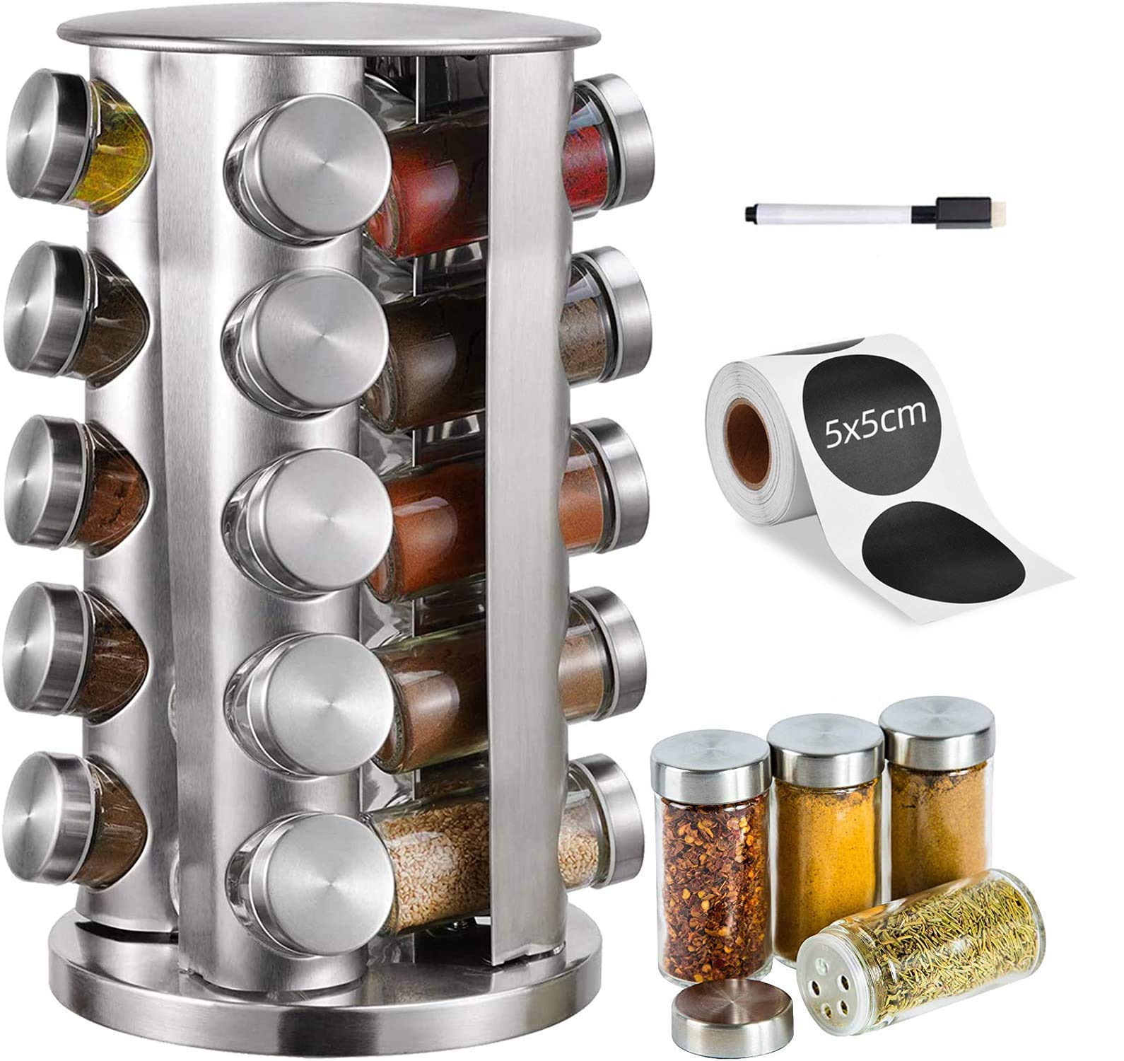 Buy CGG Spice Rack, 20Jar Spice Rack, Stainless Steel Countertop Spice