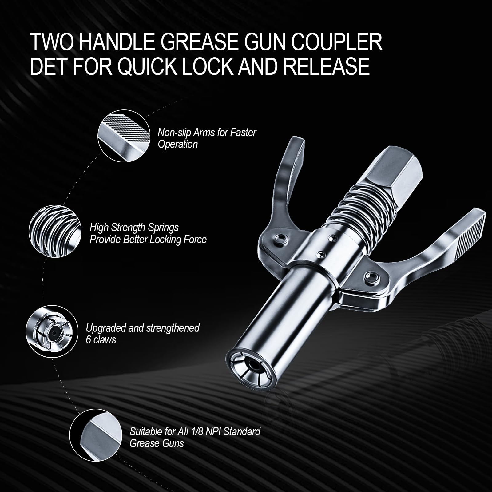 FJXBYWM 2PCS Grease Gun Coupler Grease Gun Lock Coupler, Grease Gun Tips Locking Grease Joint Fittings Compatible with All Grease Guns, Suitable for Automobiles, Ships Industrial Machinery Etc. 2
