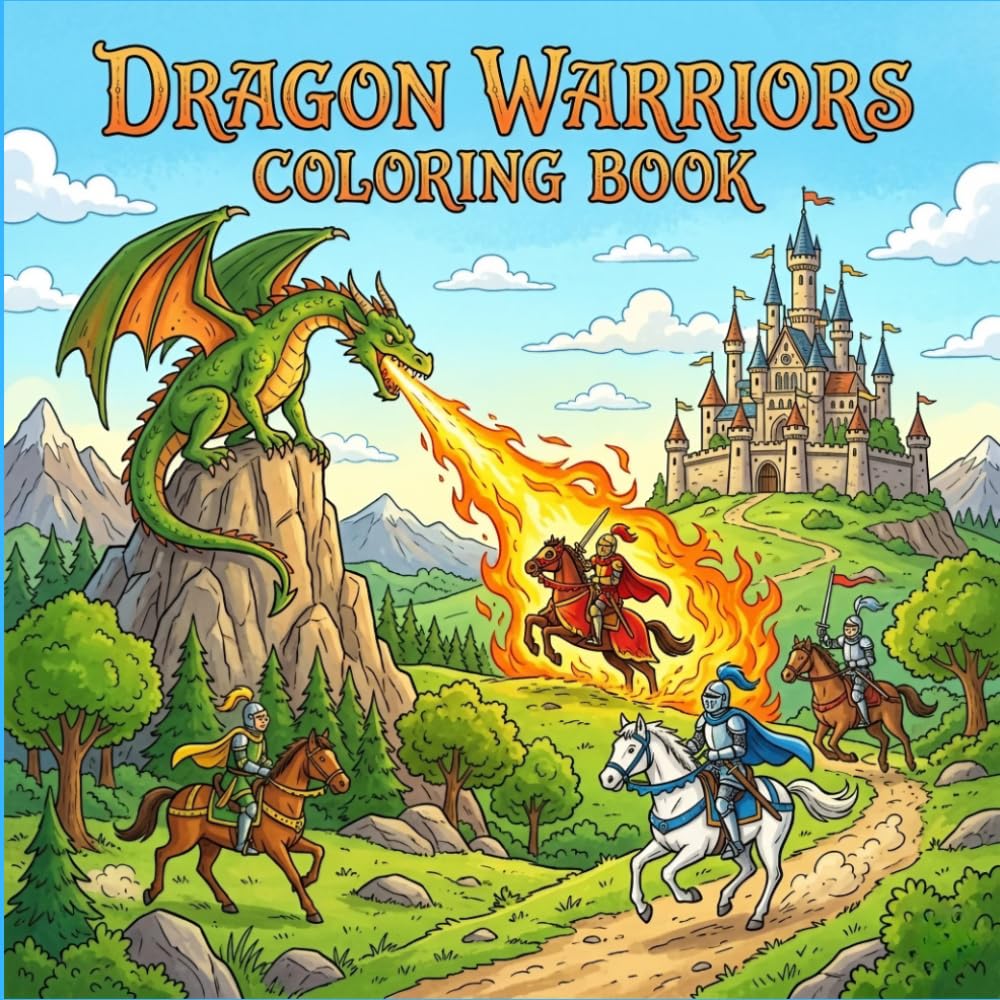 Dragon Warriors Coloring Book: Epic Fantasy Battles, Dragons and Warriors for Teens and Adults