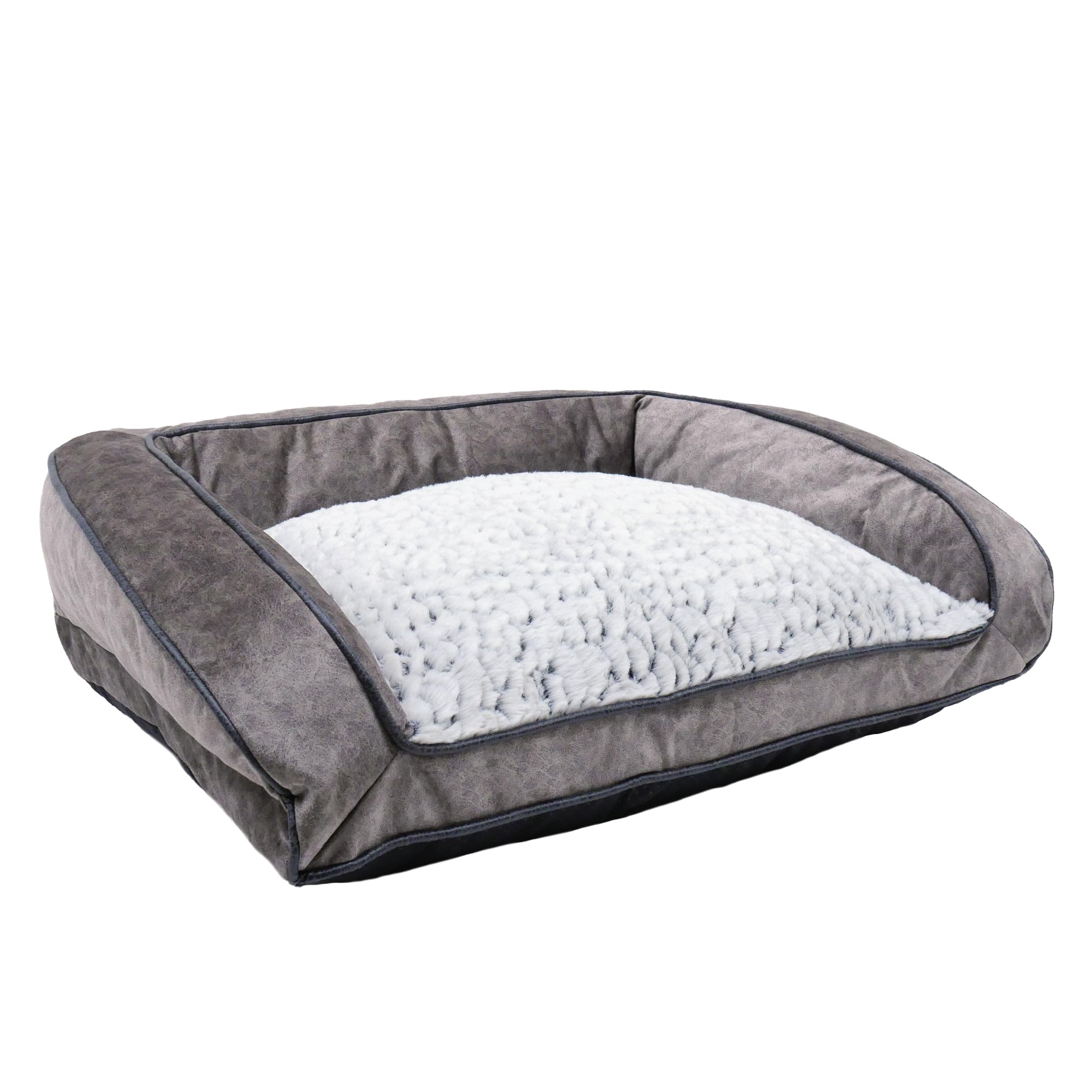 Rosewood - Cama para perros, lavable a máquina, cama para perros de gamuza sintética forrada de vellón súper suave, gris, mediana - 68 cm