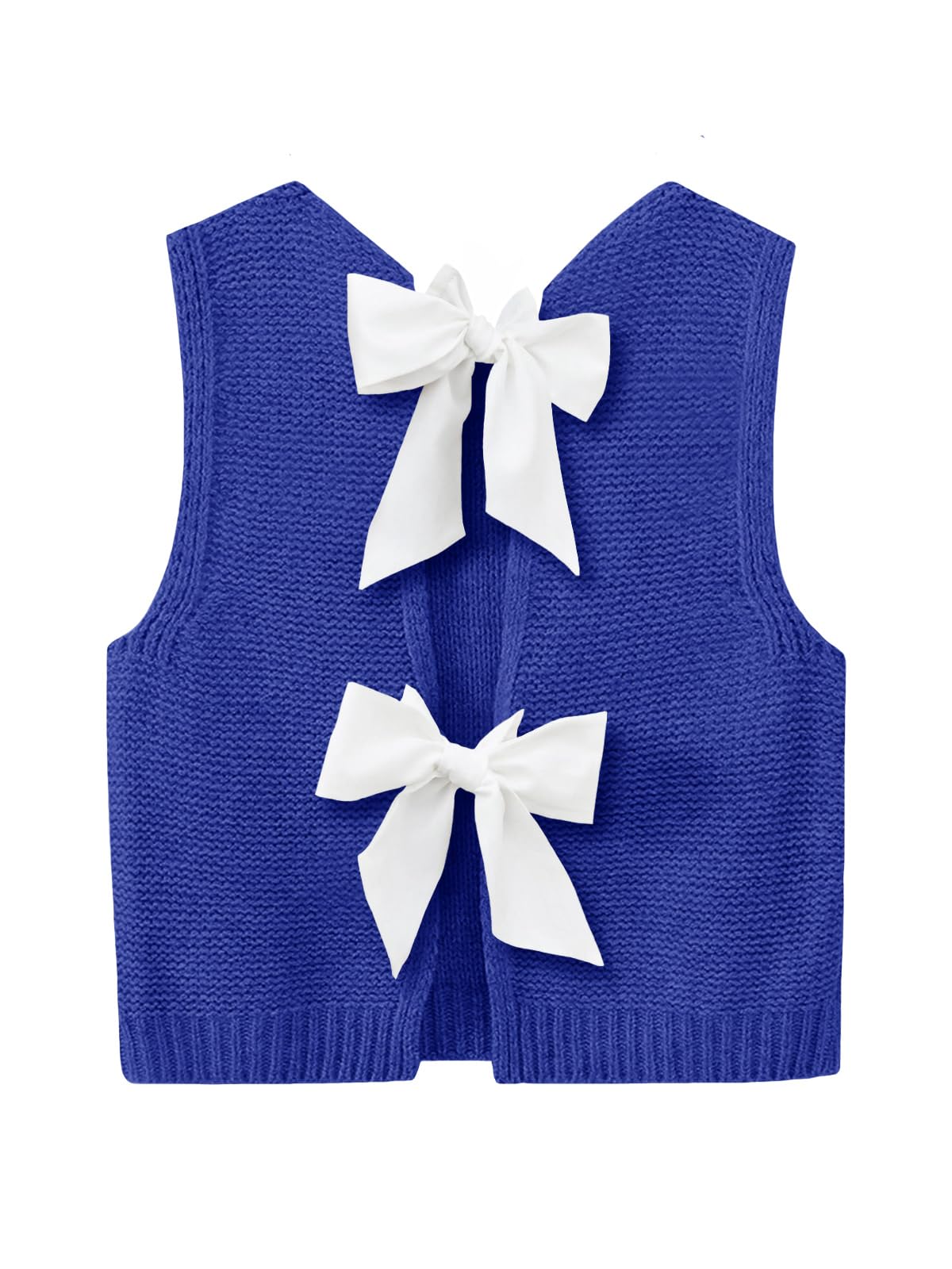 Imily Bela Womens Sweater Vest Top Summer Bow Tie Back Sleeveless Casual Knit Crop Tank Tops