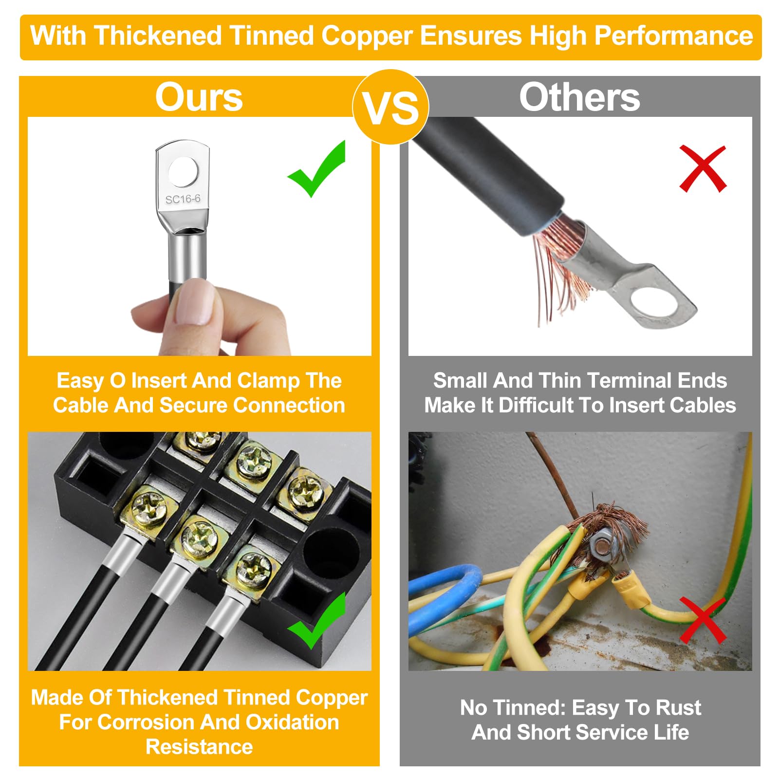 60 Terminali A Occhiello In Rame Per Cavi - Capicorda Elettrici Per Batteria Auto E Impianti - Foto 9