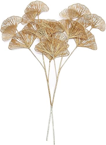 PASYOU Plantas artificiales para decoración de Navidad, arbustos falsos de hierba de plástico dorado, hojas de albaricoque, para interiores y