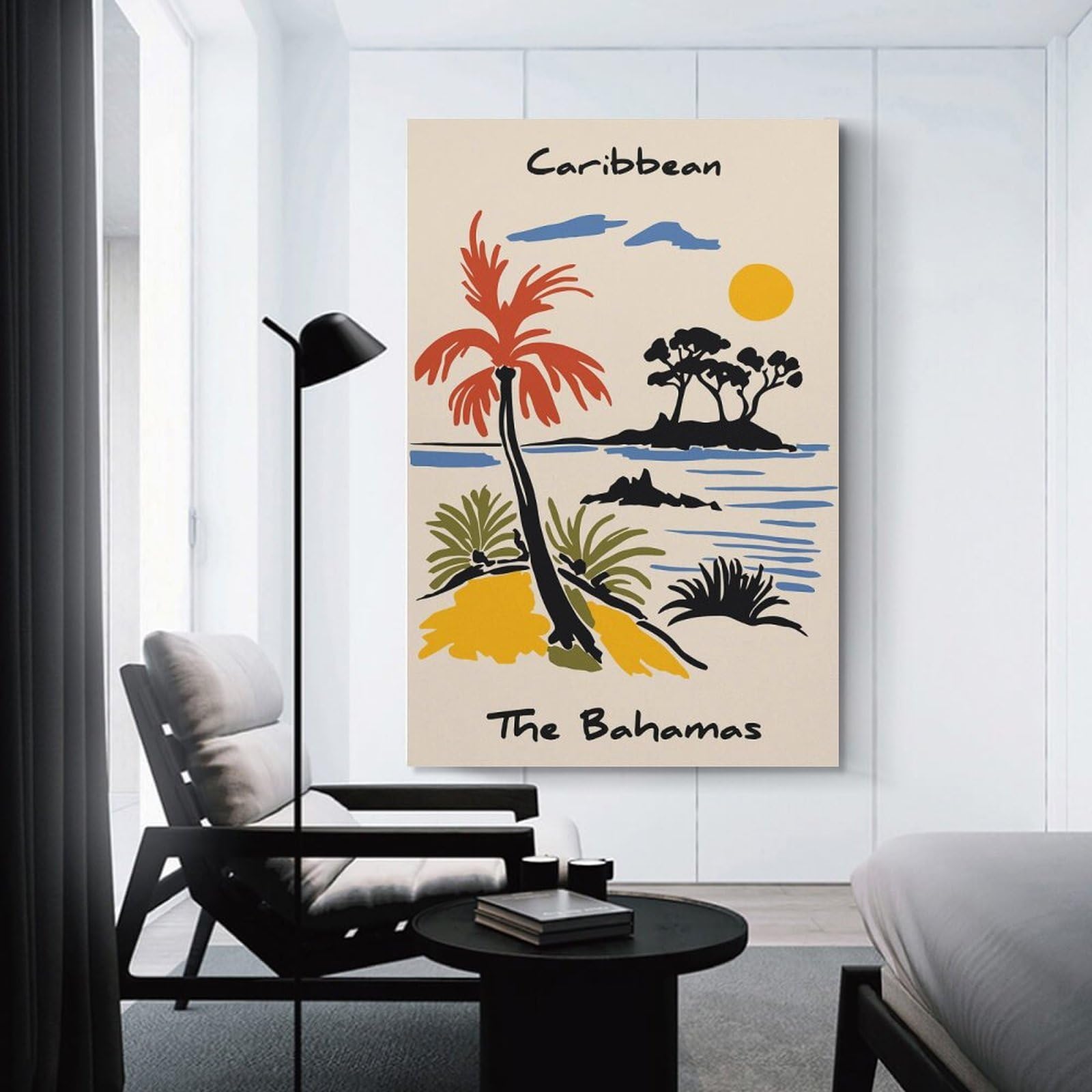 Junmoney Canvas Wall Art Caribbean, The Bahamas Travel, 20x30inch(50x75cm), for Bedroom, Guest Room Or Reading Nook, Canvas Wall Decor for Personal Spaces