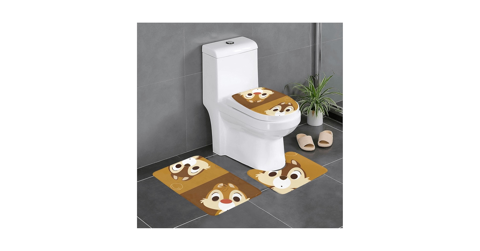 Amazon｜チップとデール 3点セット トイレマット フタカバー