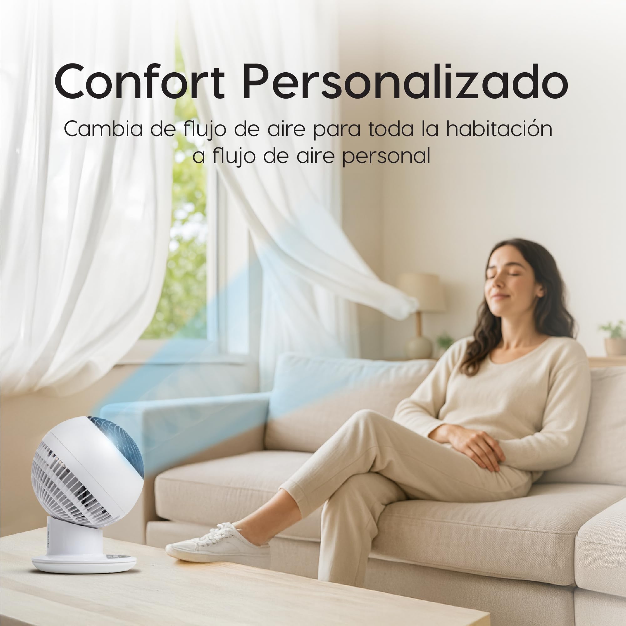Iris Ohyama Woozoo, 30m², Ventilador de mesa, Blanco, 5 velocidades, Mando a distancia, Oscilación multidireccional, Silencioso, Potente, Escritorio, Portátil, Sobremesa, Fan, Ventoinha, PCF-SC15T