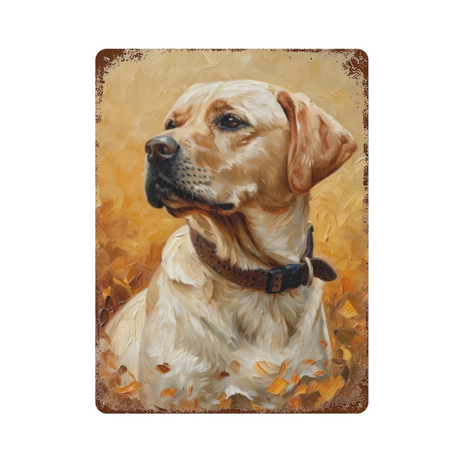 Rust Effect Golden Lab Radiance Rusty Metal Tin Sign 15.7"x11.8", Farmhouse Wall Decor for Shed, Workshop And Garage Wall Decor