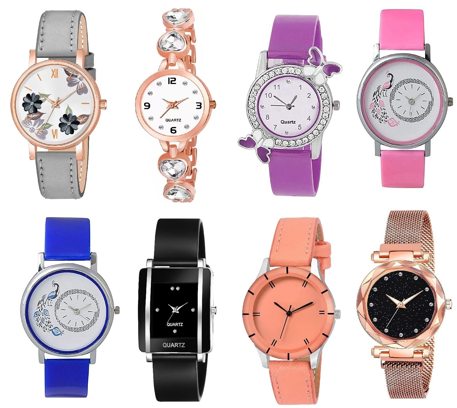 K Vajir® Stylish Analogue Girls Combo (Multicolours Dial, Multicolours Strep) Watch for Woman and Girls -Pack of 8 (B0BN6JPMWL) Amazon Price History, Amazon Price Tracker