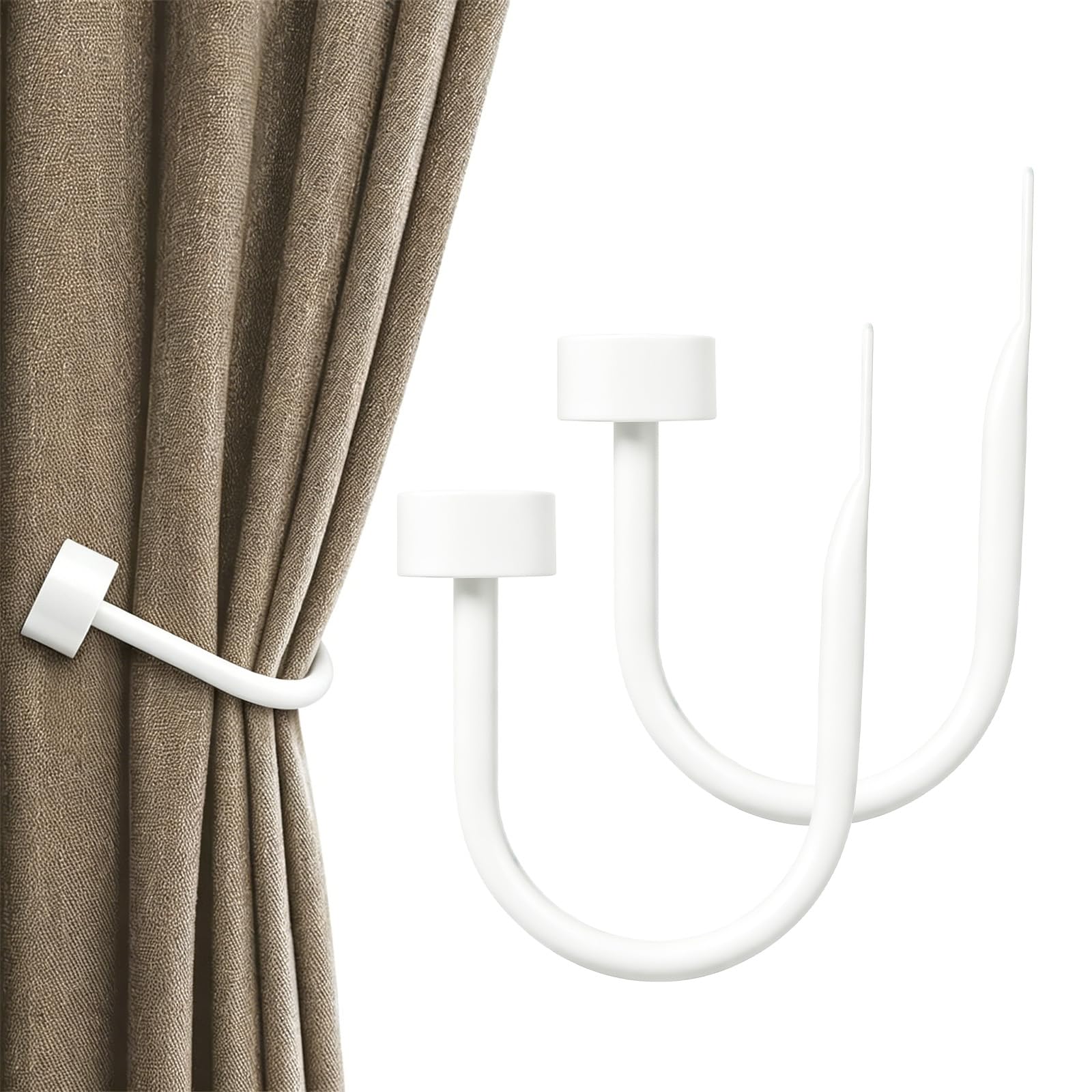 KAMANINA 2 Pack White Curtain Holdbacks, Wall Mounted Curtain Tie Backs