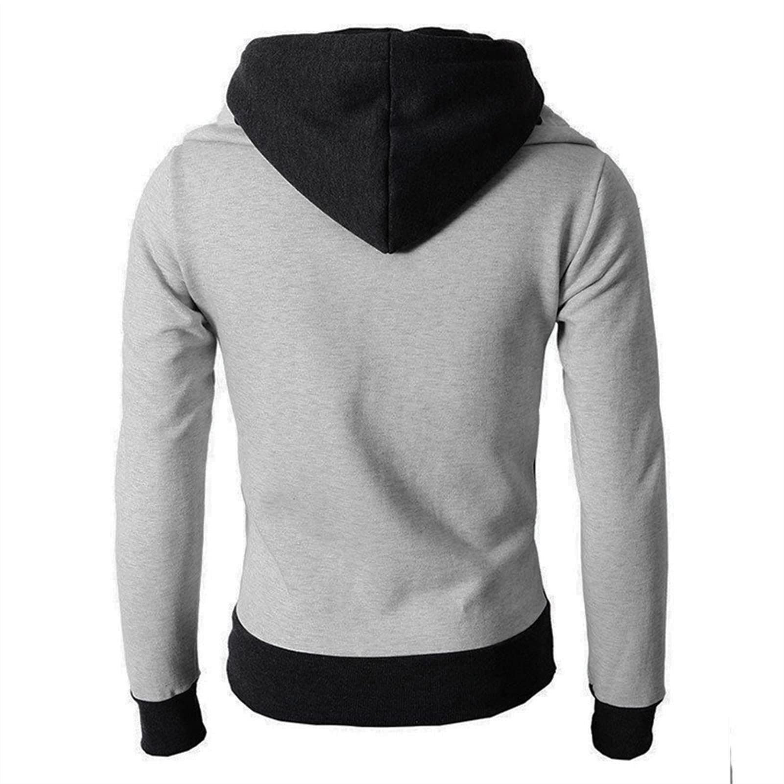 Maiyifu-GJ Men Full Zip Hooded Sweatshirt Winter Slim Fit Active Hoodie Jackets Long Sleeve Lightweight Hoodies Windbreaker (Grey,Large)