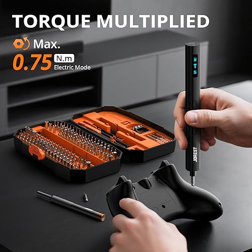 Miniatura 2 de JOREST Mini destornillador eléctrico 155 en 1 inalámbrico, juego de destornilladores eléctricos de precisión, 5 niveles de par (máximo 0.75 N.m),