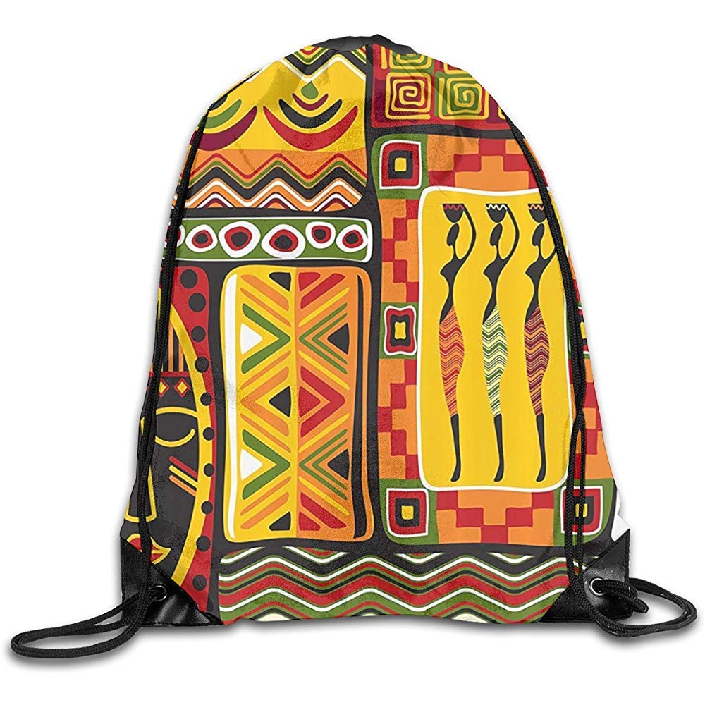 Dusk Fort Drawstring Bags African Elements Historical Original Striped Unisex Gym Drawstring Shoulder Bag Backpack Travel School Rucksack String Bags