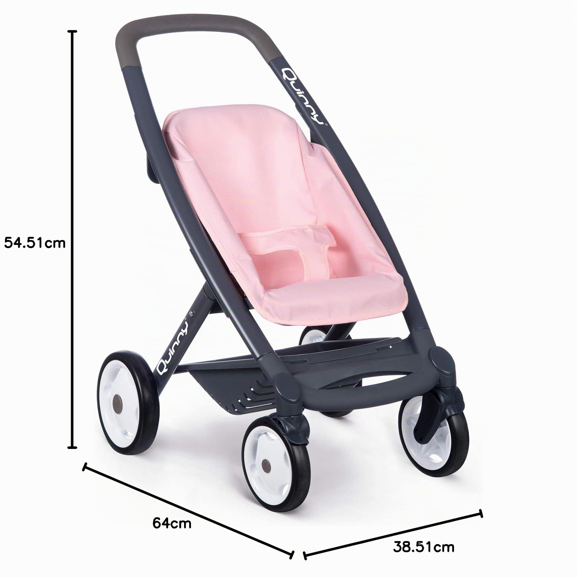 Smoby Maxi Cosi - Passeggino Multifunzione 3 in 1, per Bambole Fino a 42 cm, Passeggino trasformabile per Diverse Esigenze in Design Quinny, per Bambini dai 3 Anni in su