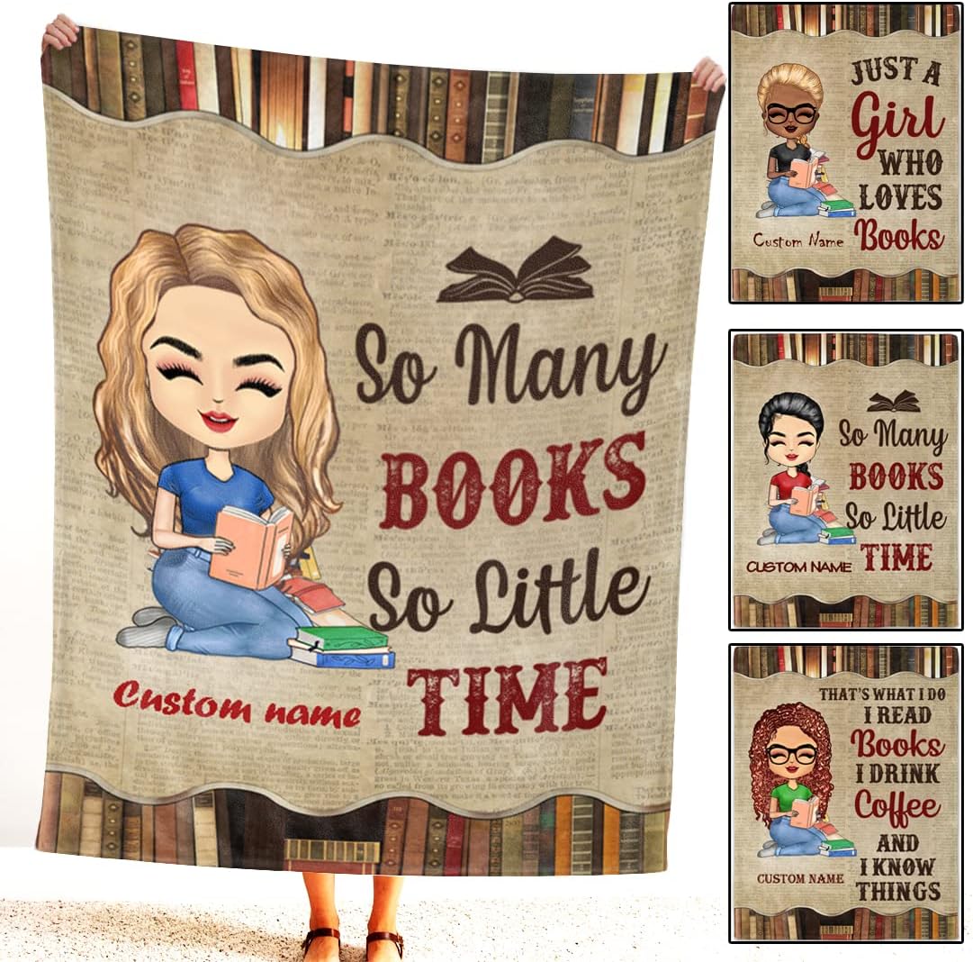 Customized Reading Blanket and Throw Book Lovers, Daughter Gifts, Cozy Throw for All Season (Book Design 01)