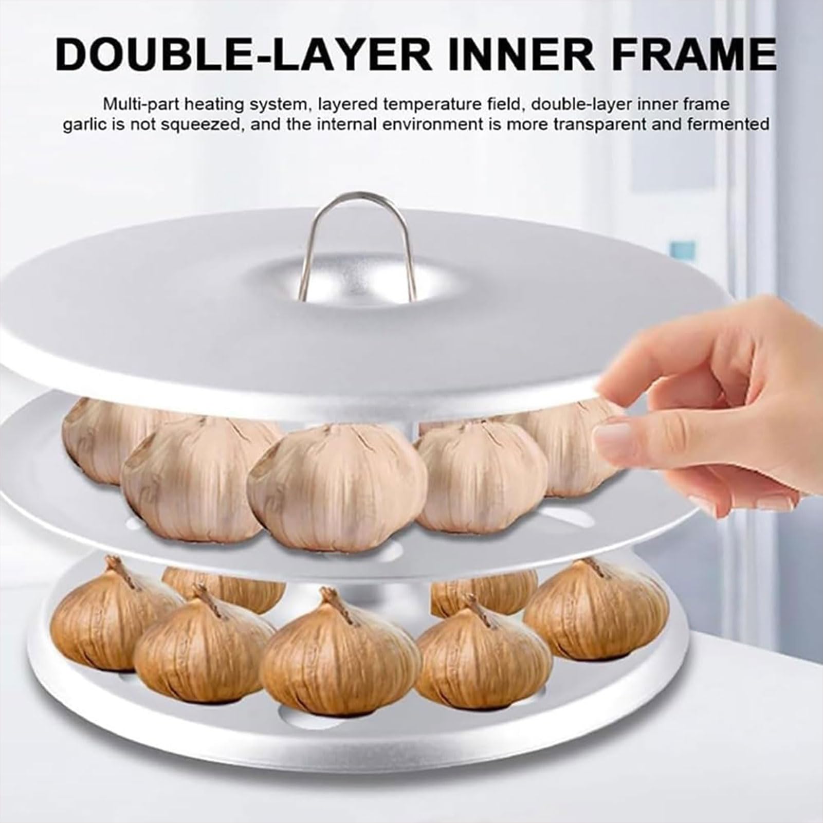 Máquina fermentadora automática de ajo negro, máquina inteligente para hacer yogur y natto con estante de 2 niveles, apagado de memoria de 5 horas, perfecto para uso doméstico en la cocina