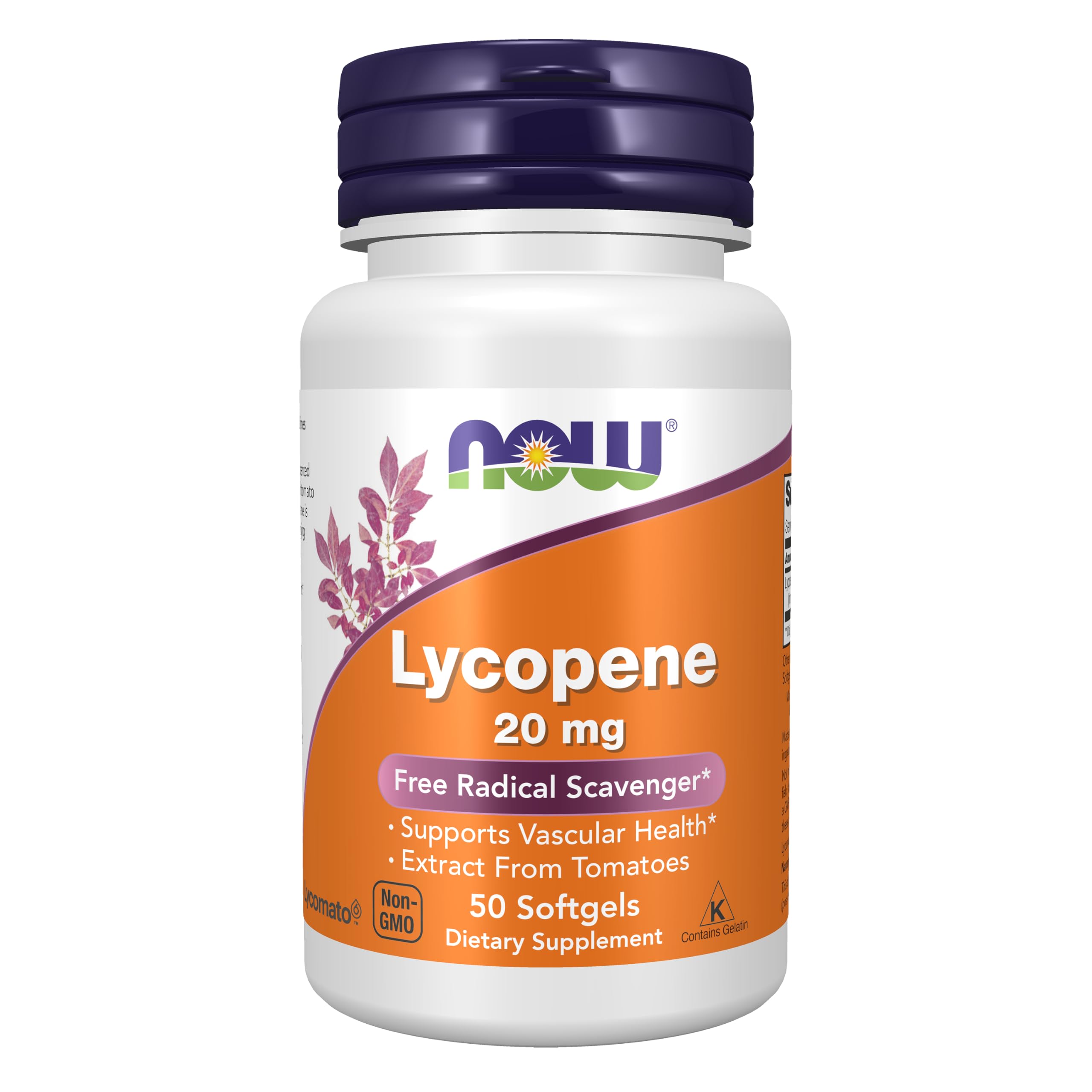 NOW Συμπληρώματα, Lycopene 20 mg με φυσικό εκχύλισμα από ντομάτες, Free Radical Scavenger*, 50 Softgels