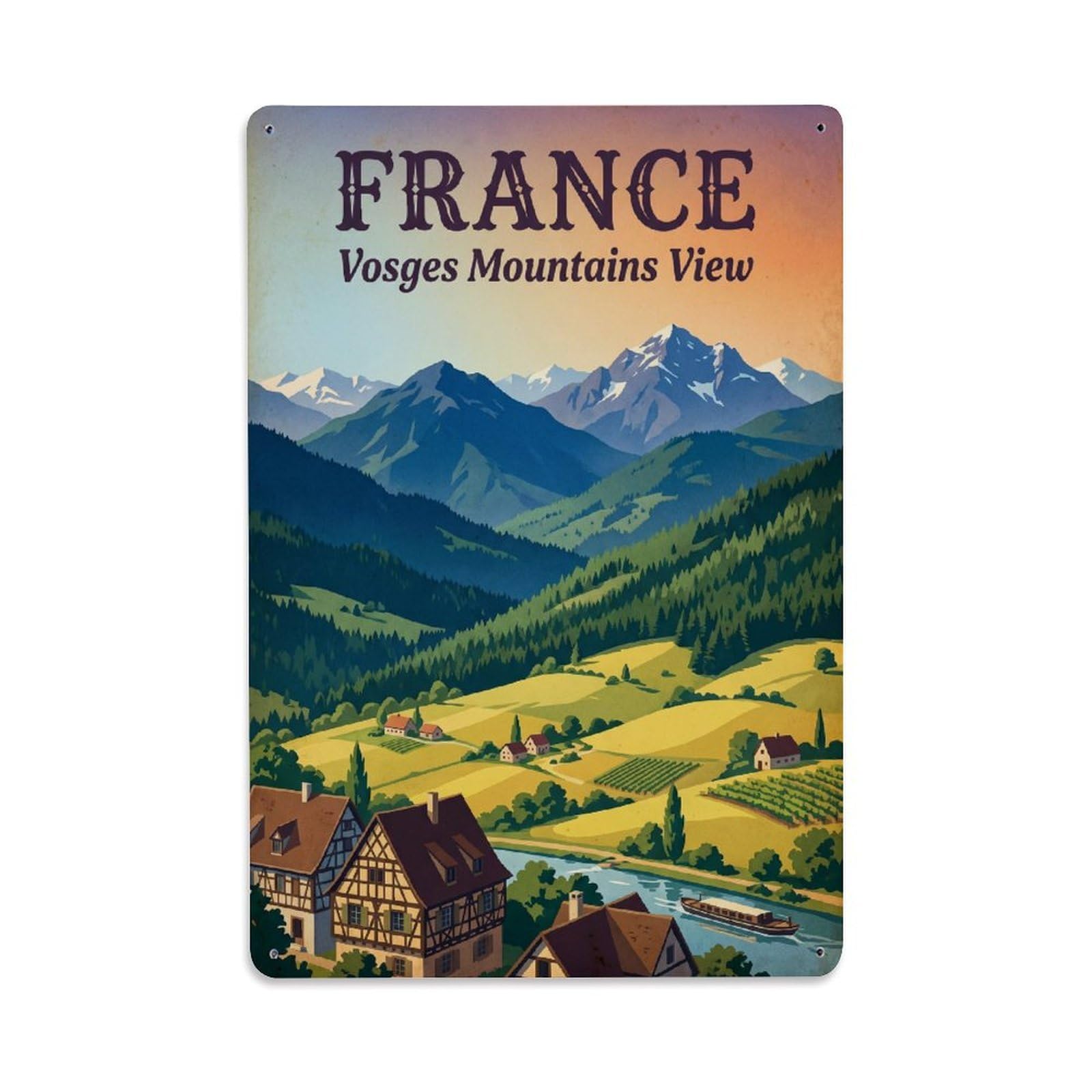 Gead 8X12inch Style Vintage Travel France Mountains Metal Tin Sign