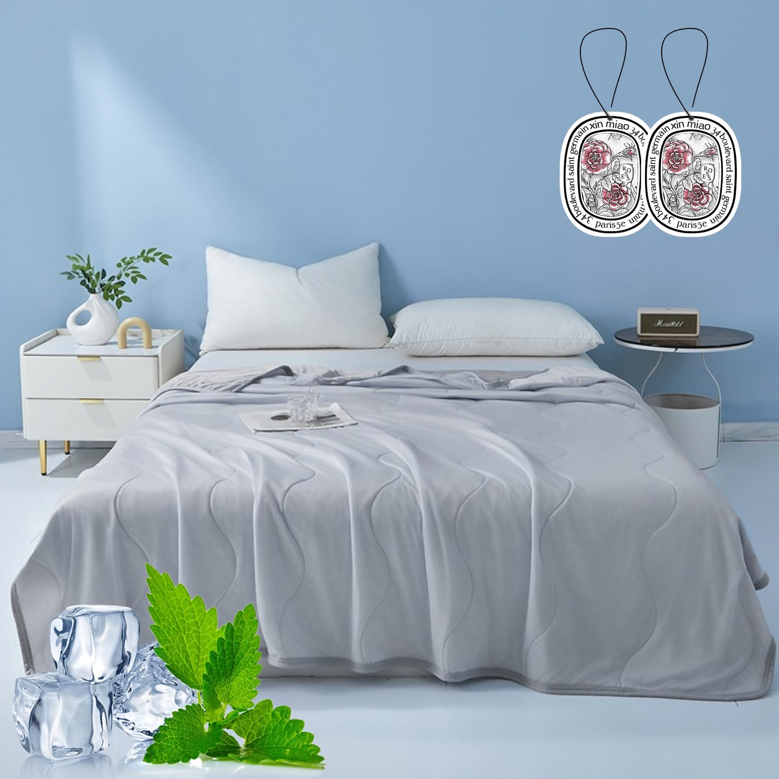 HItianya Cooling Summer Comforter Blanket, Ice Cooling Calming Blanket for Night Sweats, Cooler Blankets for Hot Sleeper, Soft and Skin-Friendly Summer Quilt (F,150x200cm)
