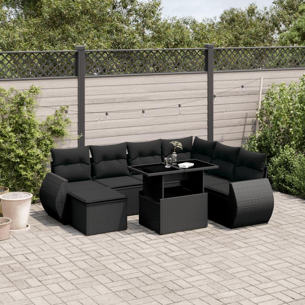 Gecheer 8Piece Garden Lounge Set Rattan, Balcony Lounge, Patio Sofa