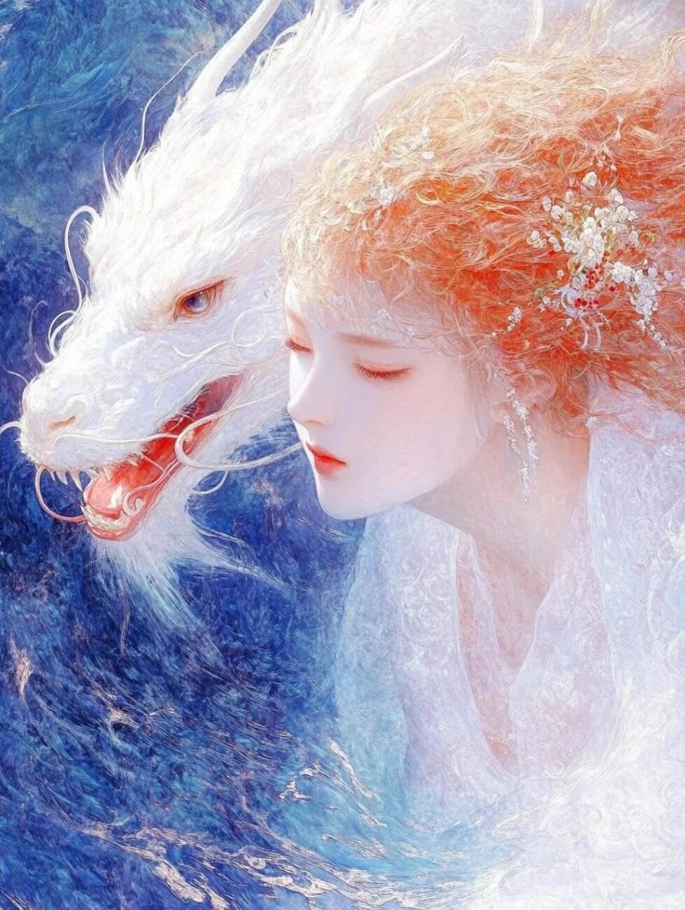 RKFLGEW Animal 14CT Cross-Stitch Counted Kits Dragon and Woman DIY Cross Stitch Patterns Kits Crafts Needlework Embroidery Set for Home Decor 40x50cm