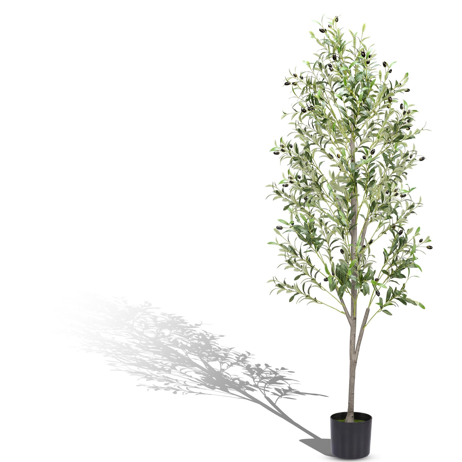 Alyvisun 180cm Olivo Artificia Grandel, Planta Olivo Artificial con Hojas de Realistas Base Inferior Reforzada con Peso de Cemento para Decoración de Estar Dormitorio Oficina