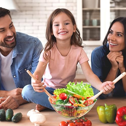 Miniatura 4 de Mumufy 6 cuencos de plástico transparente de 135 onzas, reutilizables, redondos, para fiestas, aperitivos decorativos o ensaladas, soporte para