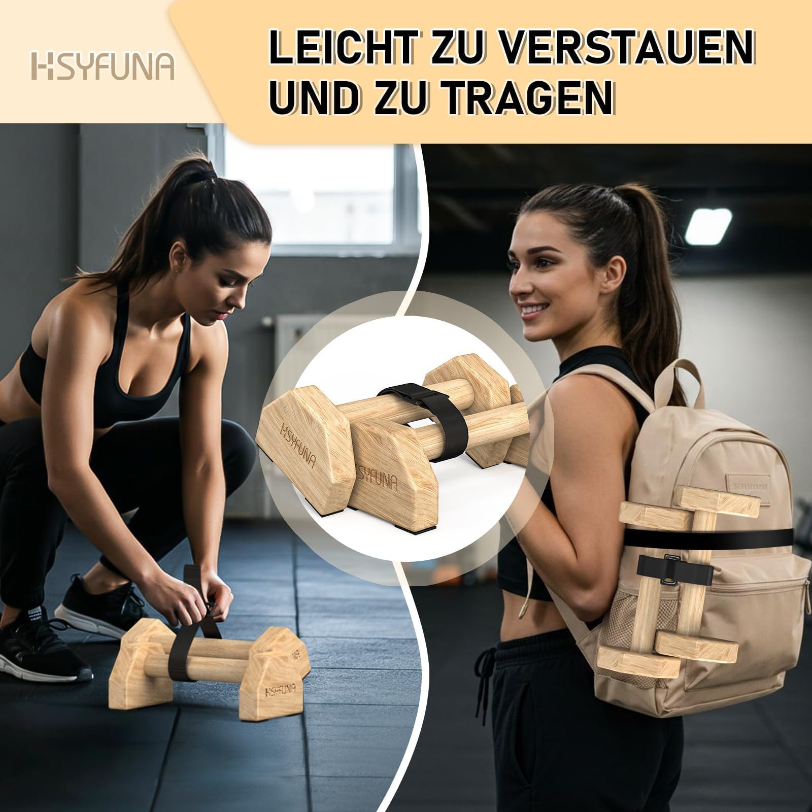 Liegestützgriffe Holz, Parallettes, rutschfeste Griffe Liegestütze, Push Up Stand Bars, Liegestützgriffe für Muskeltraining und Krafttraining, Handstand Griffe für Indoor & Outdoor