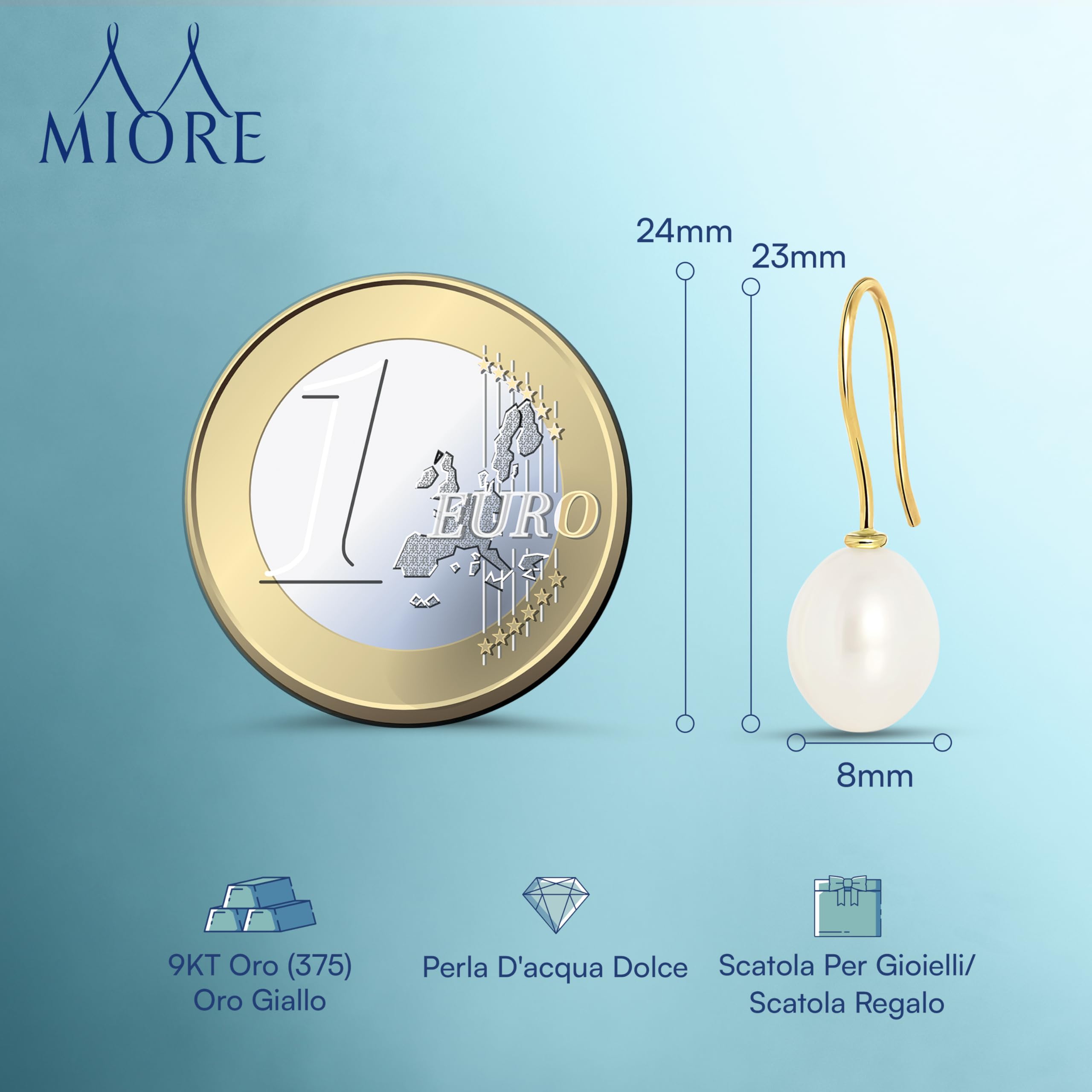 Miore MA987E, Orecchini pendenti da Donna, Oro Giallo 9k (375)