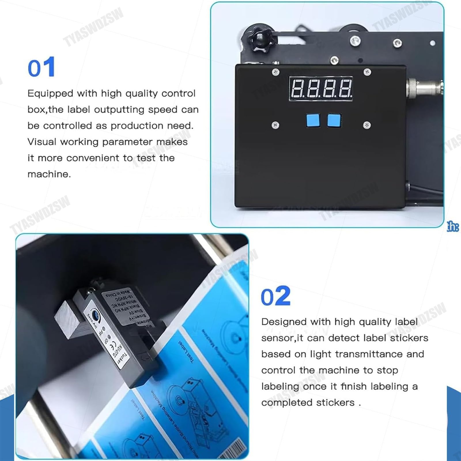 Macchina Etichettatrice Semiautomatica Per Bottiglie Tonde, Applicatore Di Etichette Con Accuratezza ±0.5mm, Display Digitale E Pedale, 30-40pcs/Min Per Operazione Senza Mani(Upgraded)