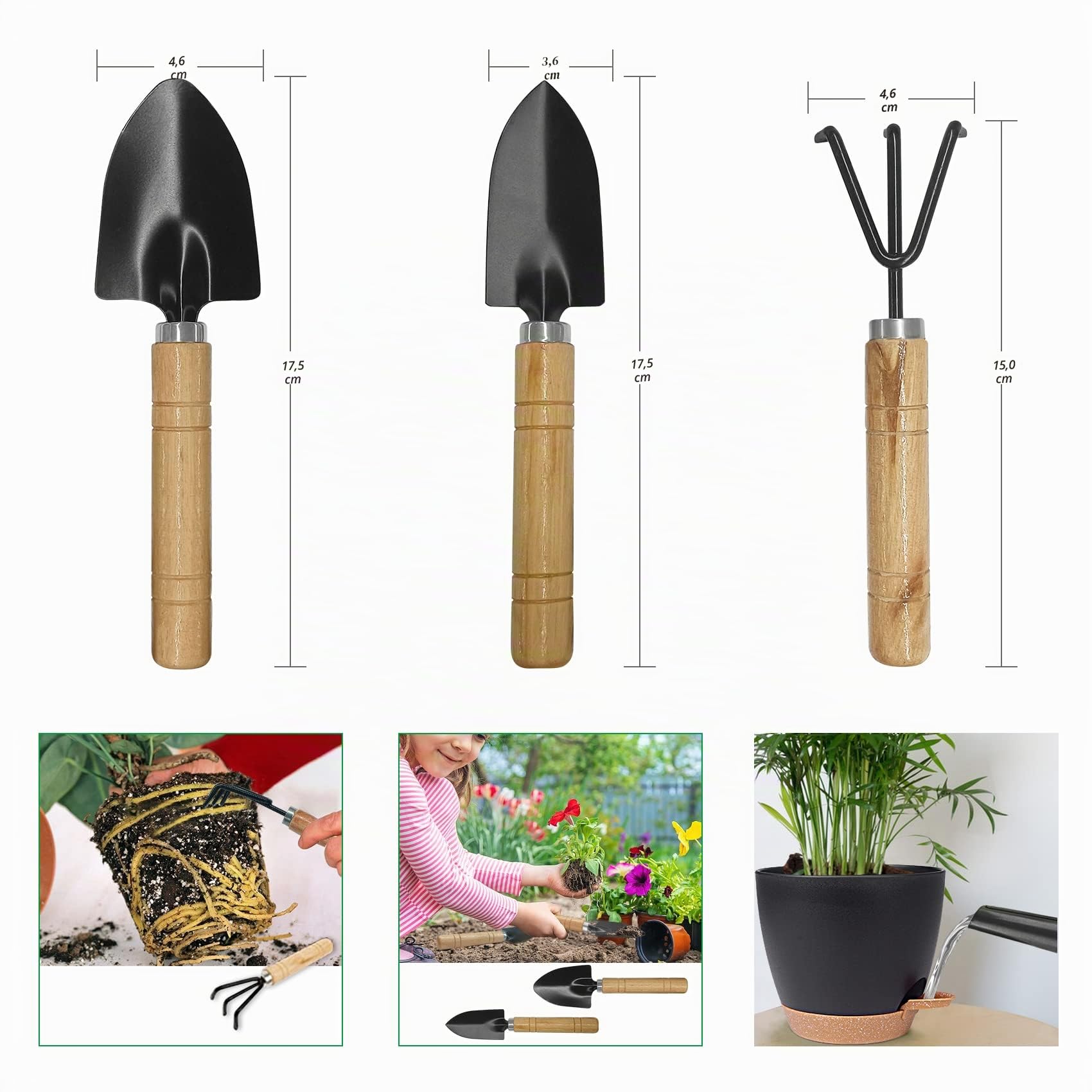 Idealife 5 Pcs Pots de Fleurs en Plastique, 17.8/16.5/15.2/13.9/12.7cm Pots à Fleurs/Plantes en Plastique, Auto-Arrosant avec Soucoupe de Fleur Convient aux Jardins de Balcon Intérieurs(Noir Marron)