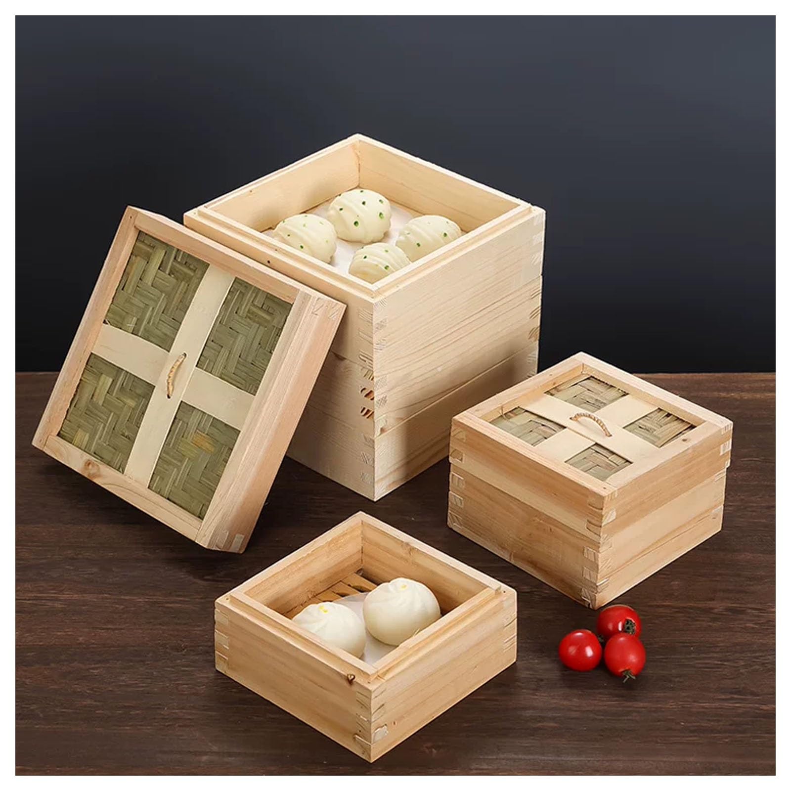 Cestello for cottura a vapore a 2 livelli con coperchio, vaporiera for gnocchi fatta a mano, vaporiera dal design tradizionale, for dim sum, verdure, carne e pesce
