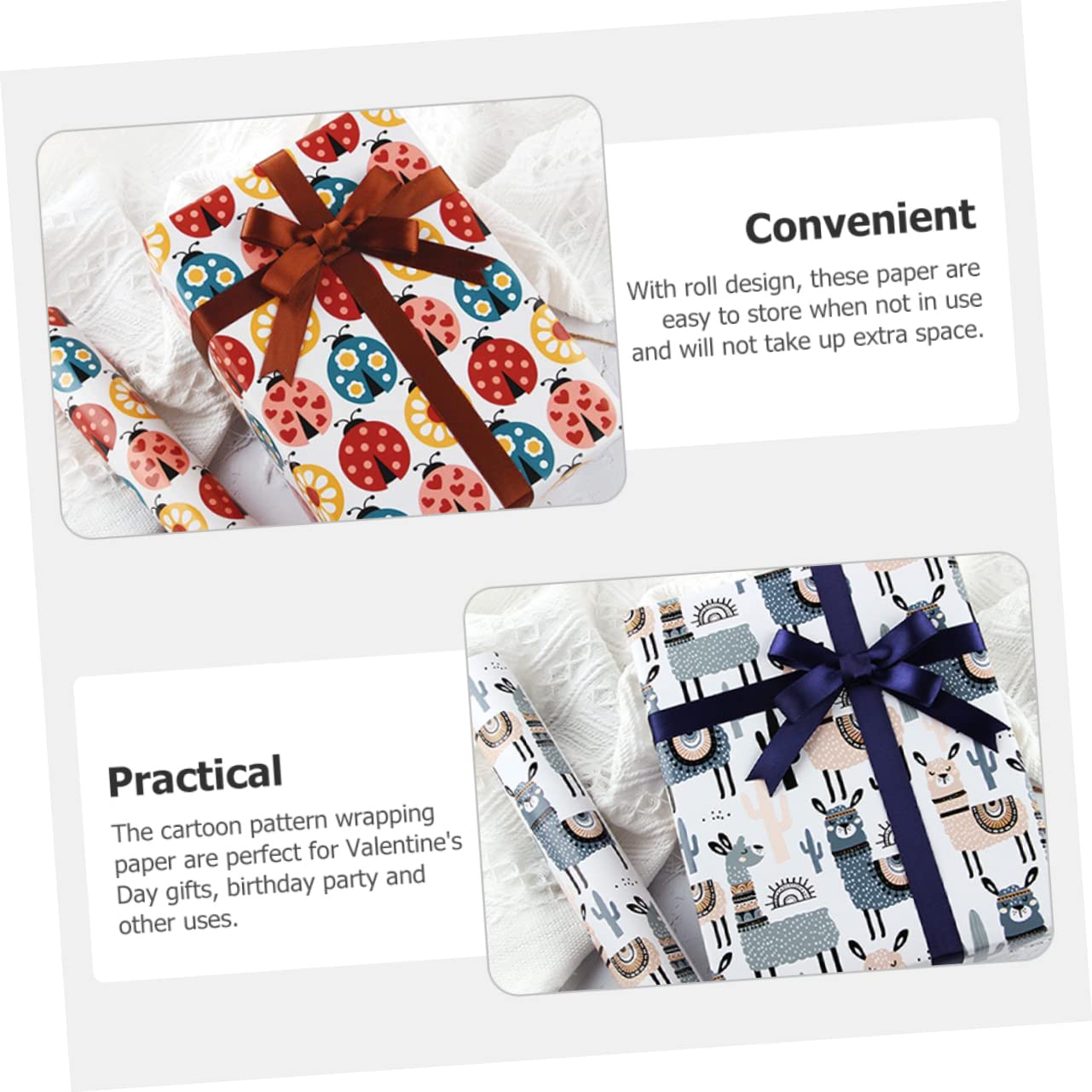 Healeved 4sätze Geschenkpapier Mit Cartoon-mustern Für Geburtstags Und Feiertagsverpackungen Bunte Kreative Geschenkverpackung Für Diy-projekte Bögen Verschiedenen Designs