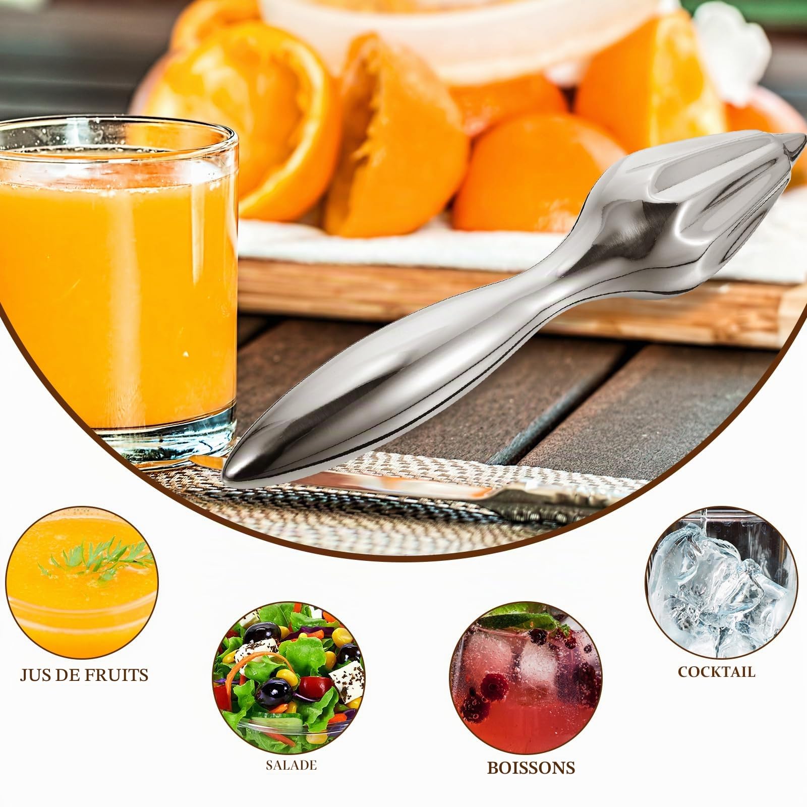 HEMOTON Presse Agrumes Manuel en Acier Inoxydable 304 avec Alésoir À Cône Outil De Cuisine Facile pour Presser Citron Et Orange Extraction Rapide De Jus Frais À Domicile