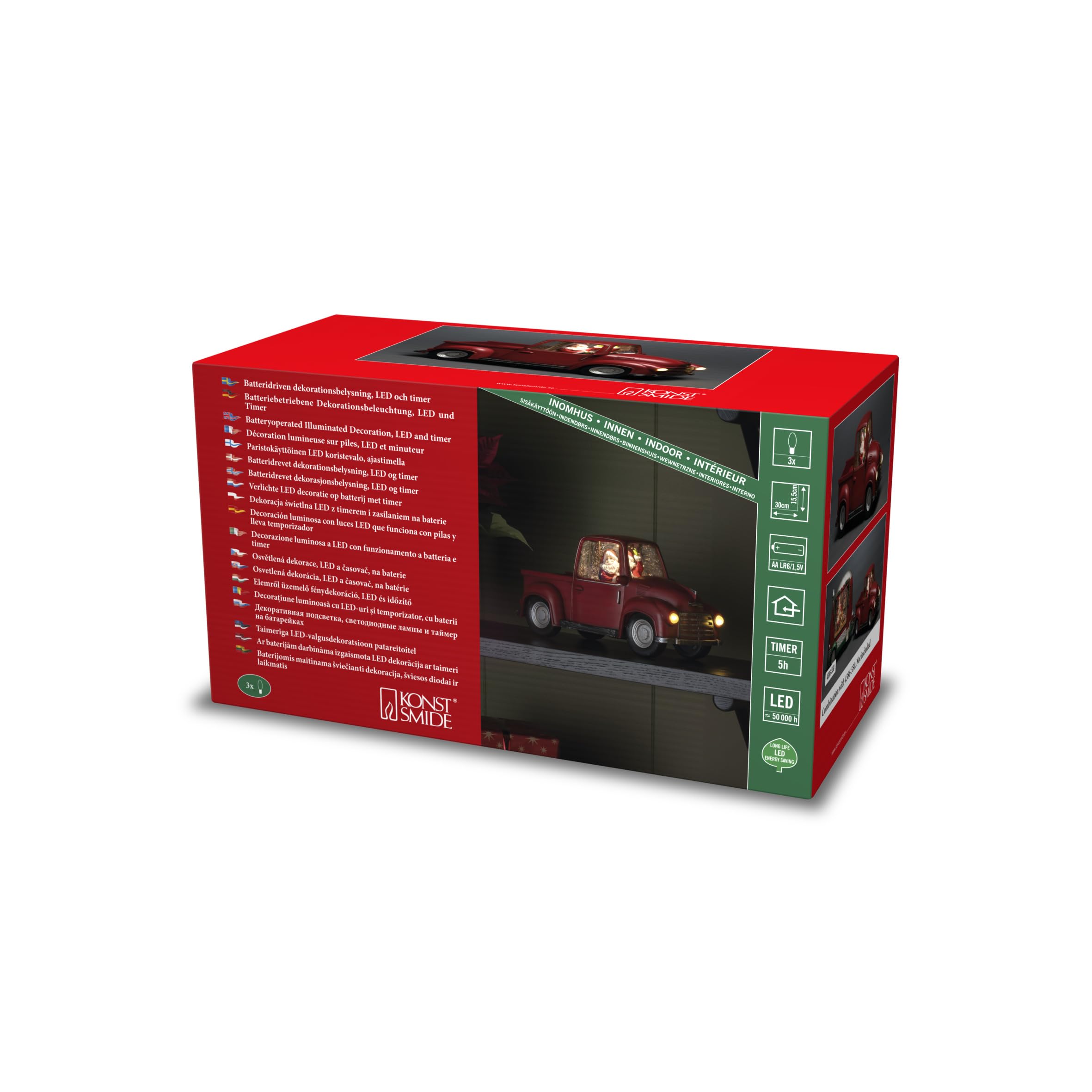 Décoration Noël Konstsmide Pick Up Truck Père Noël LED - Rouge à Eau Et Minuterie