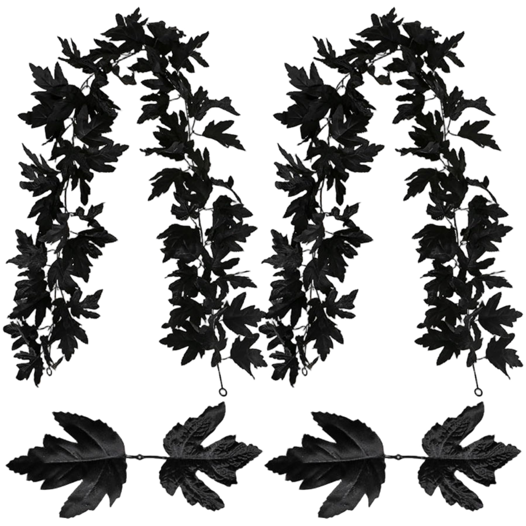 CAKEEYUM 2Pcs Black Vines, Halloween Artificial Maple Leaves Garland, 68.9in Hanging Black Garland for Home Wedding Party Decorations Halloween, Leaves, Fall, Decor, D