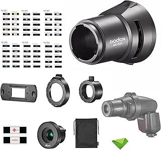 Godox AK-R21 Kit com acessório de projeção AK-S para Godox V1 AD200 Pro Flash de cabeça redonda para Godox V860II V860III V850 TT685 TT350 com adaptador Godox AK-R25 para cabeça Fresnel