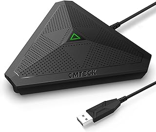 USB Conference Microphone, CM001 Desktop Computer Mic, Mute Button with LED Indicator, Omnidirectional Condenser Boundary Mic for Recording, Streaming, Gaming, Skype (Windows/macOS)-WITHOUT SPEAKER