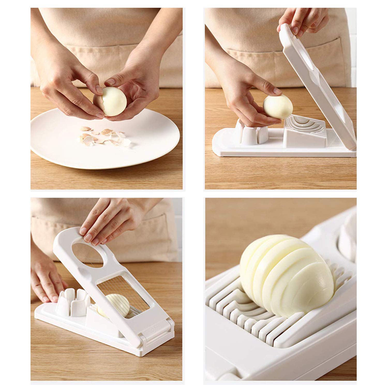 Egg Slicer Cutter, Stainless Steel Egg Separator Egg Slicer Tools Egg Extractor For 2 Slicing Styles Dual Egg Dicer Salad Slicer, Hard Boiled Eggs Slicer Tool (White