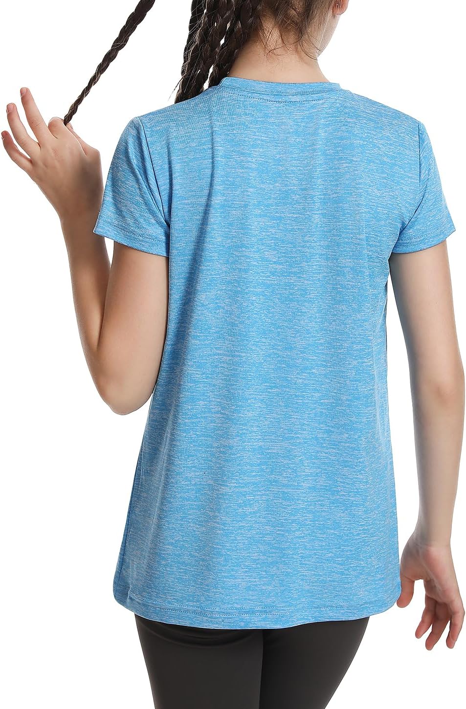 Star Vibe 5 Pack Girl's Shirts Athletic Short Sleeve Dry-Fit T-Shirts Crew Neck Active Sports Tops for Kids Teen 5-14 Years