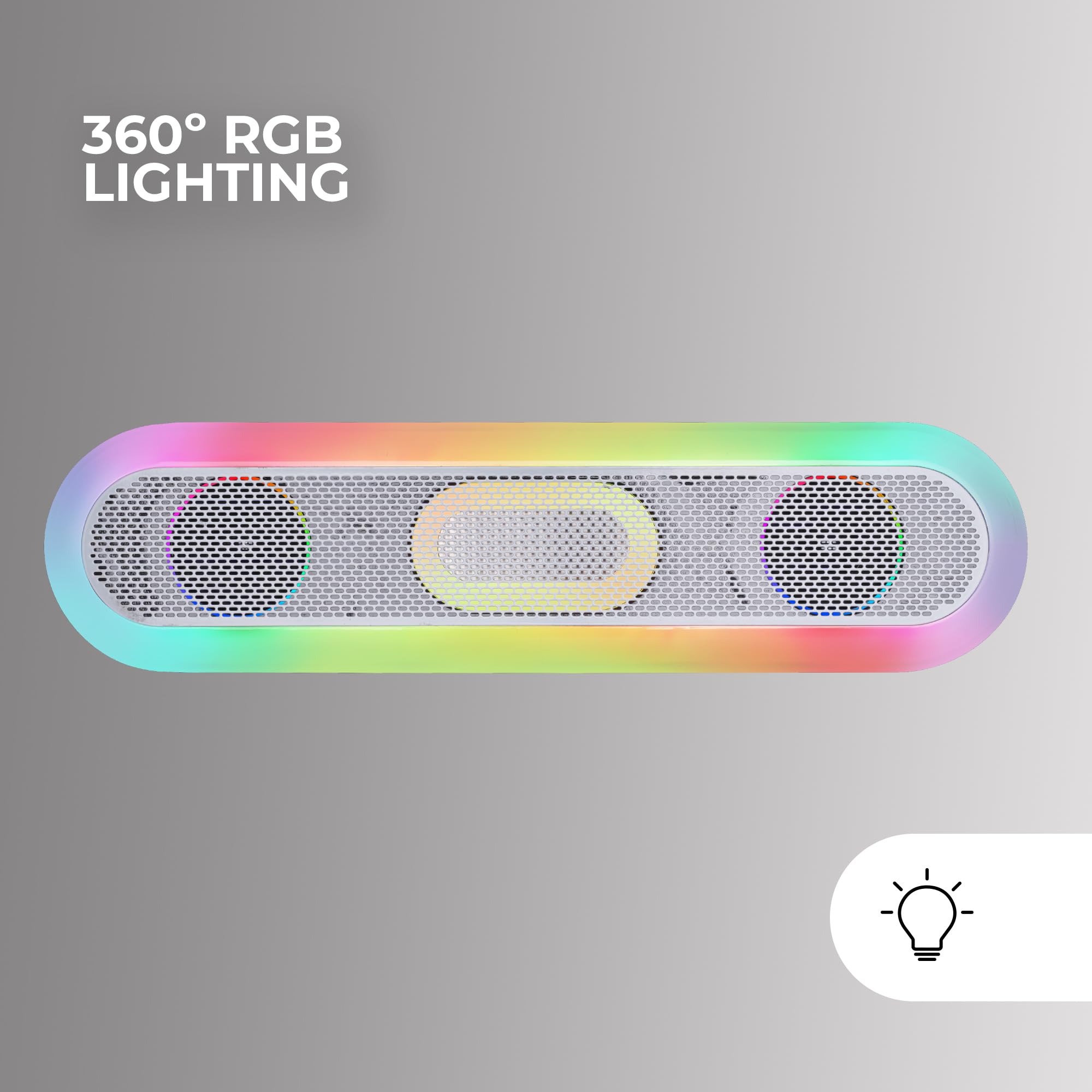 MARSGAMING MSB-ORB, Altoparlante Portatile + Soundbar 20W, Illuminazione Orbilight RGB 360º, Soundbar Sistema Triplo Driver, Altoparlante Gaming Bluetooth 5.3 / USB/MicroSD/AUX/FM, Bianco