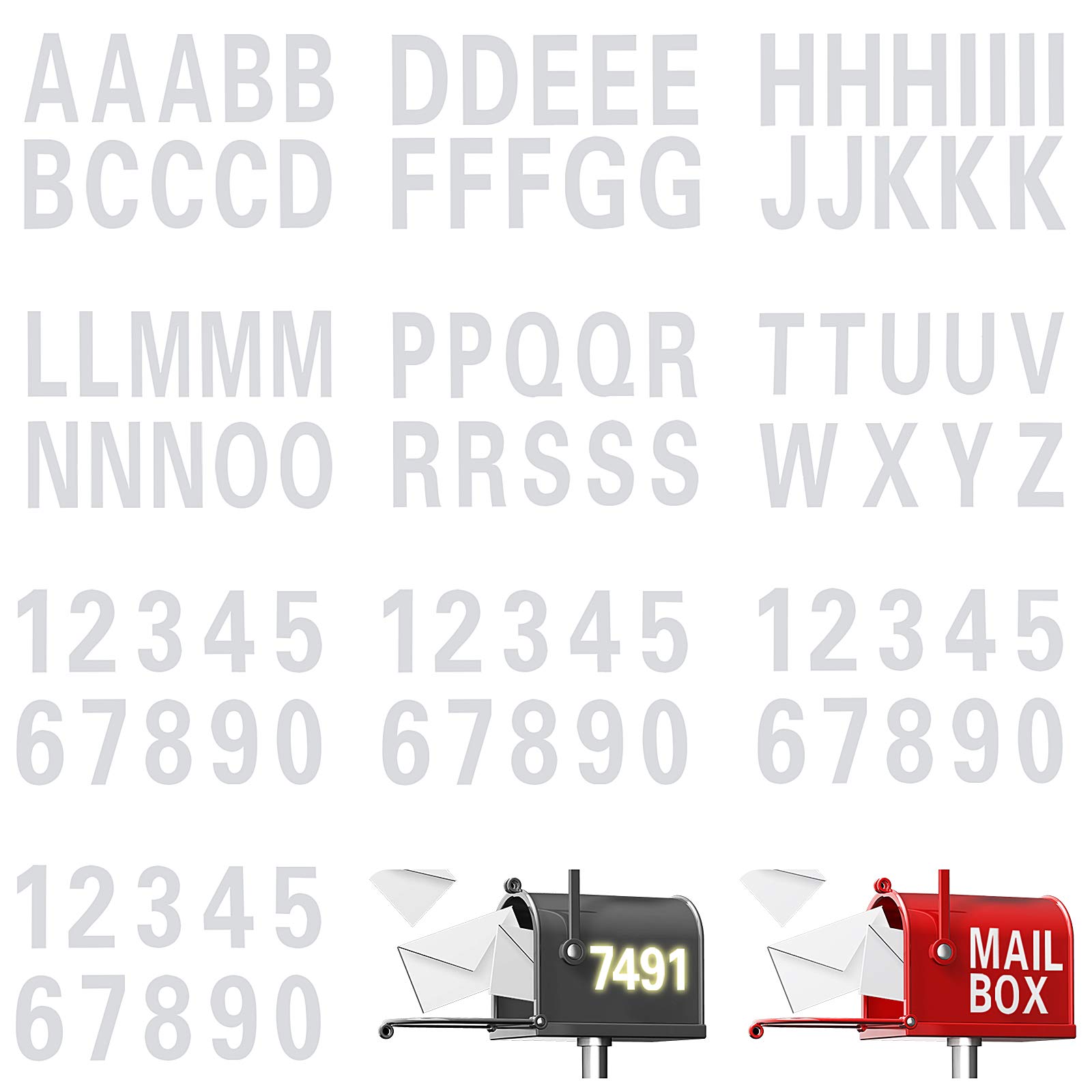 Buy 100 Pieces Reflective Capital Letters Sticker Numbers Decal Self Adhesive Vinyl Waterproof