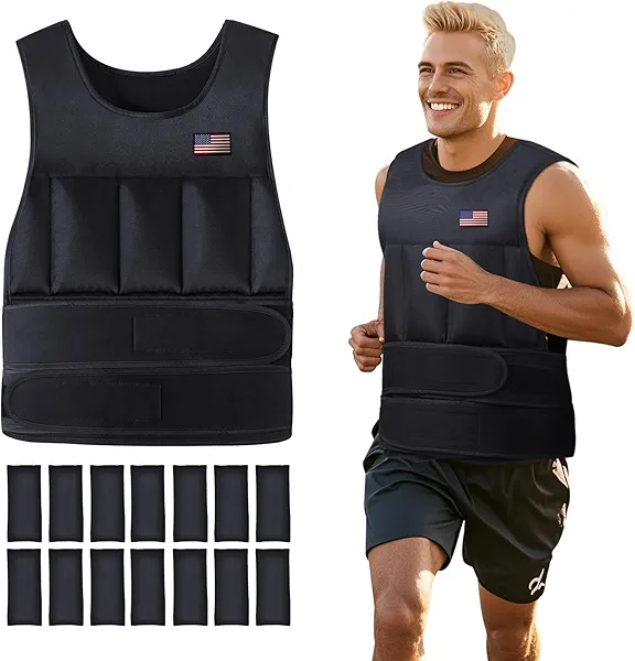 Wolliwa Adjustable Weighted Vest for Men Women,2-20 Lbs Adjustable Weighted Vest with Straps Womens Running Weight Vest for Walking Strength Training Fitness
