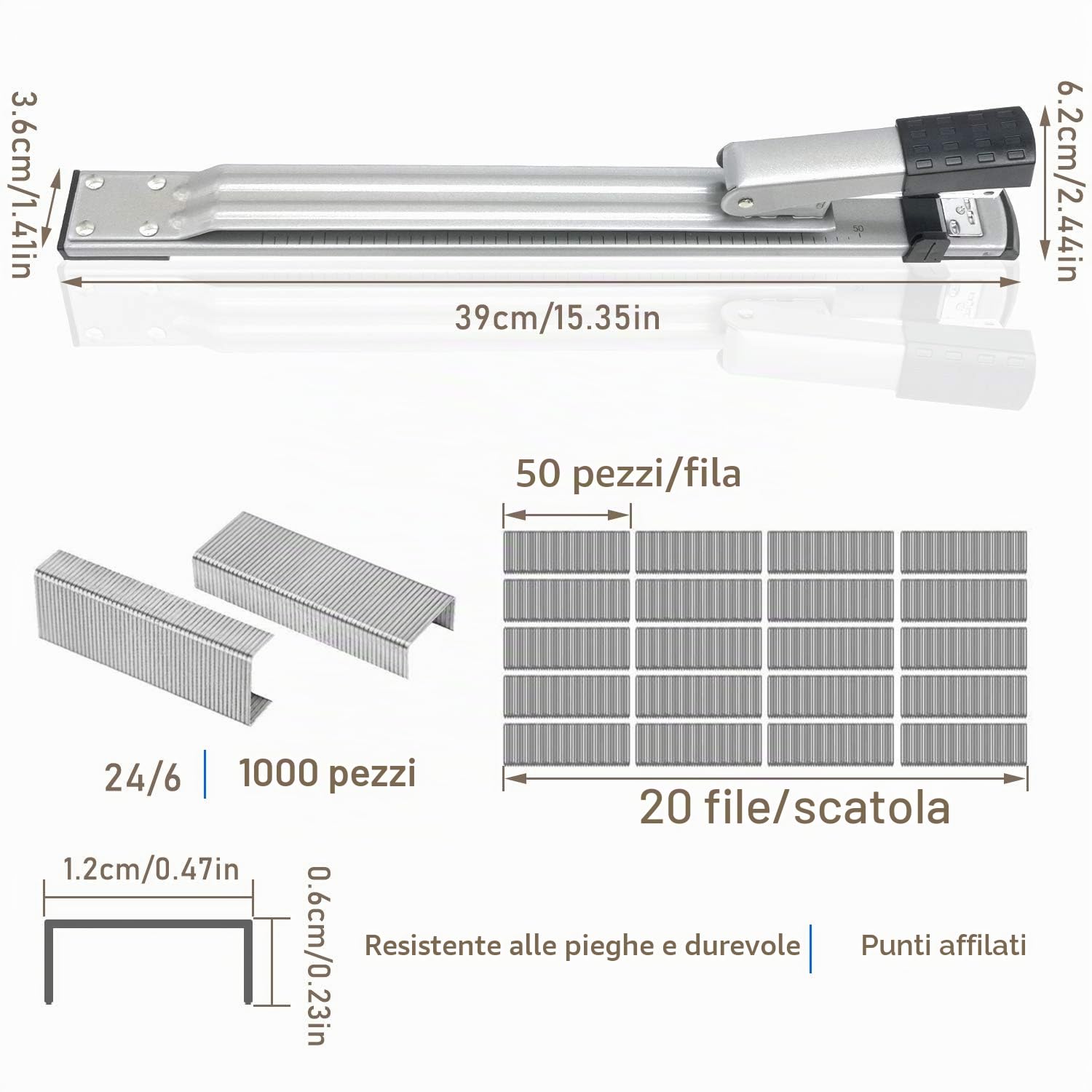 Cucitrice a braccio lungo, Cucitrice a maniche lunghe, spillatrice a braccio lungo, cucitrici, capacità 25 fogli, strumento ideale per rilegare documenti brochure