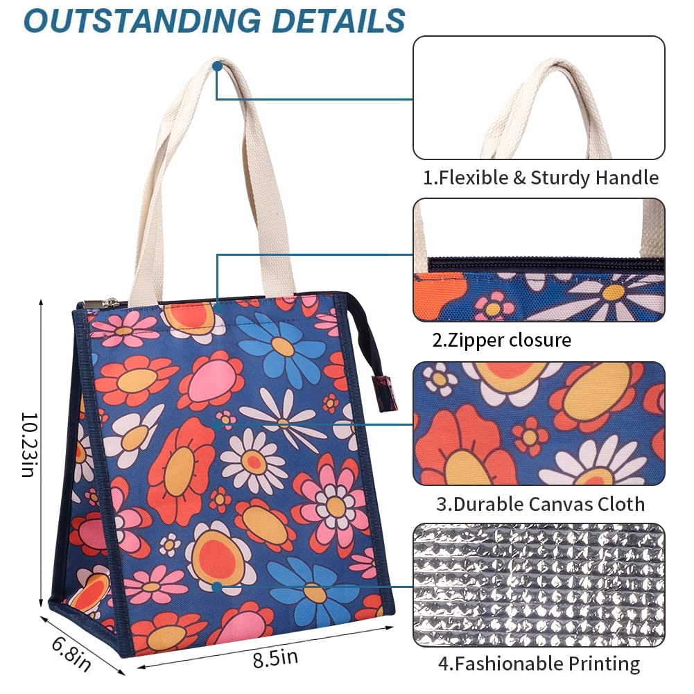 iknoe Insulated Lunch Bag for Women 9L Sturdy Wide-Open Foldable & Portable Lunch Tote with Interior Pockets - Image 2