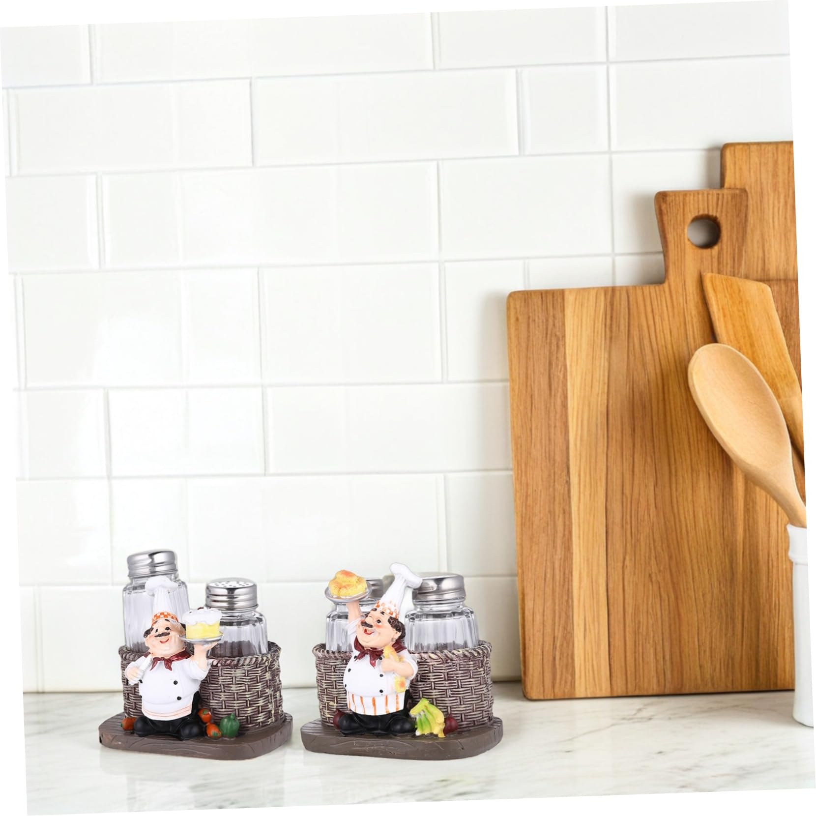 Cabilock 4juegos Vinagreras De Chef Recipientes Para Especias De Resina Frascos Para Condimentos Decorativos Para Cocina y Mesa Incluye Salero y Pimentero