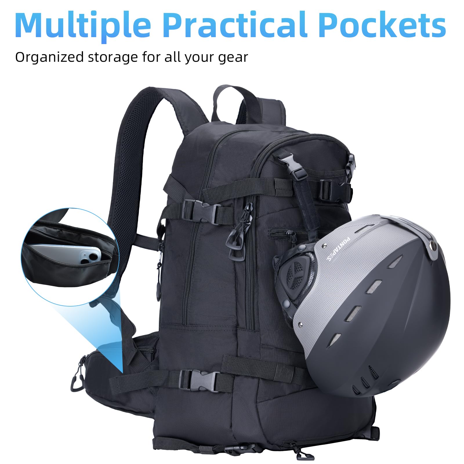 AUMTISC Skirucksack 25 L leichter Snowboard Rucksack, Trinkrucksack zum Skifahren, Snowboarden, Wandern, Reisen