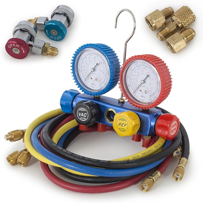 Buy ARKSEN© R410 R22 R134 R407C AC Manifold Gauge Set w/ 5ft Colored