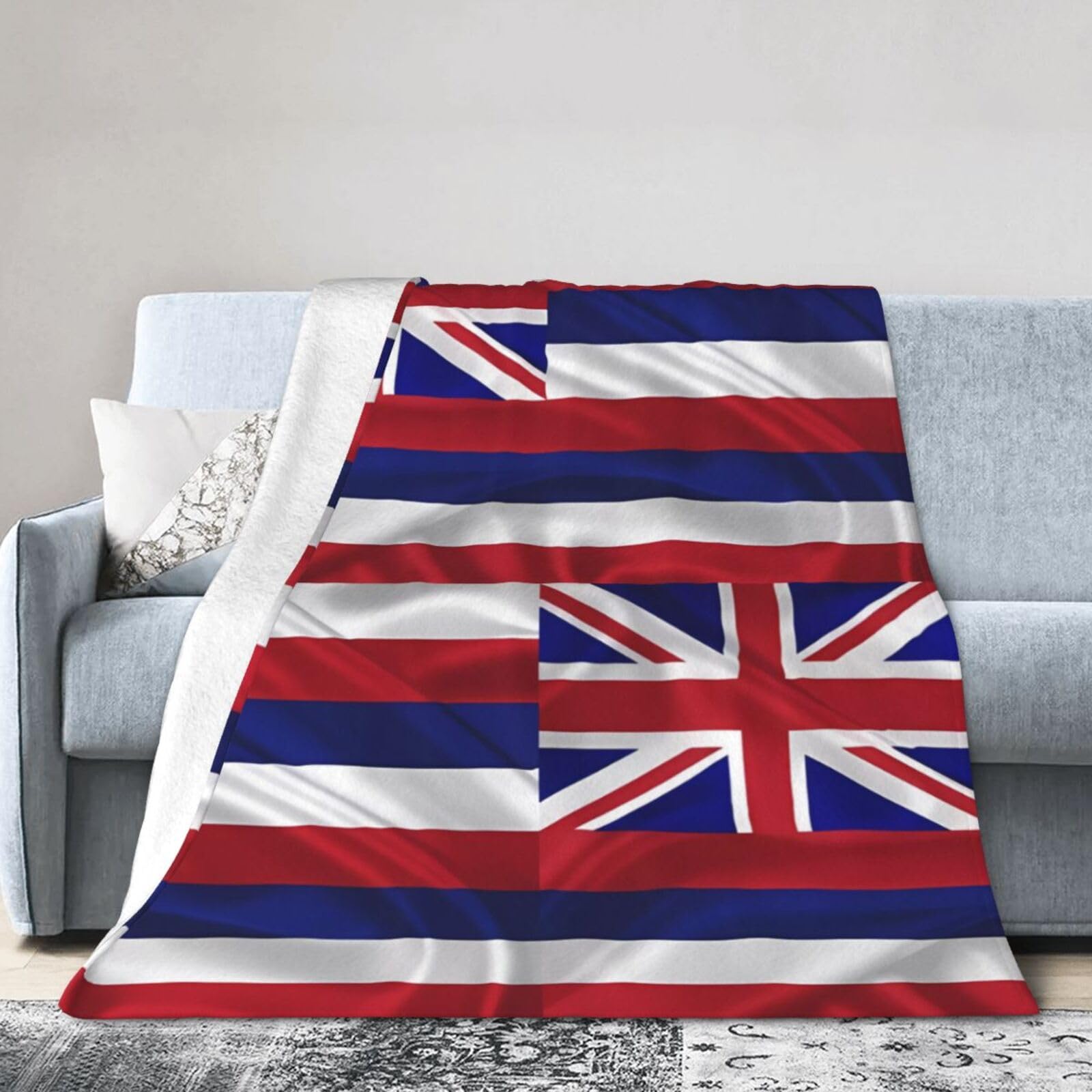 Flag of Hawaii American 40"x30" Fleece Blanket, Full Size, Super Soft, Suitable for Bed, Sofa, Camping, All Seasons
