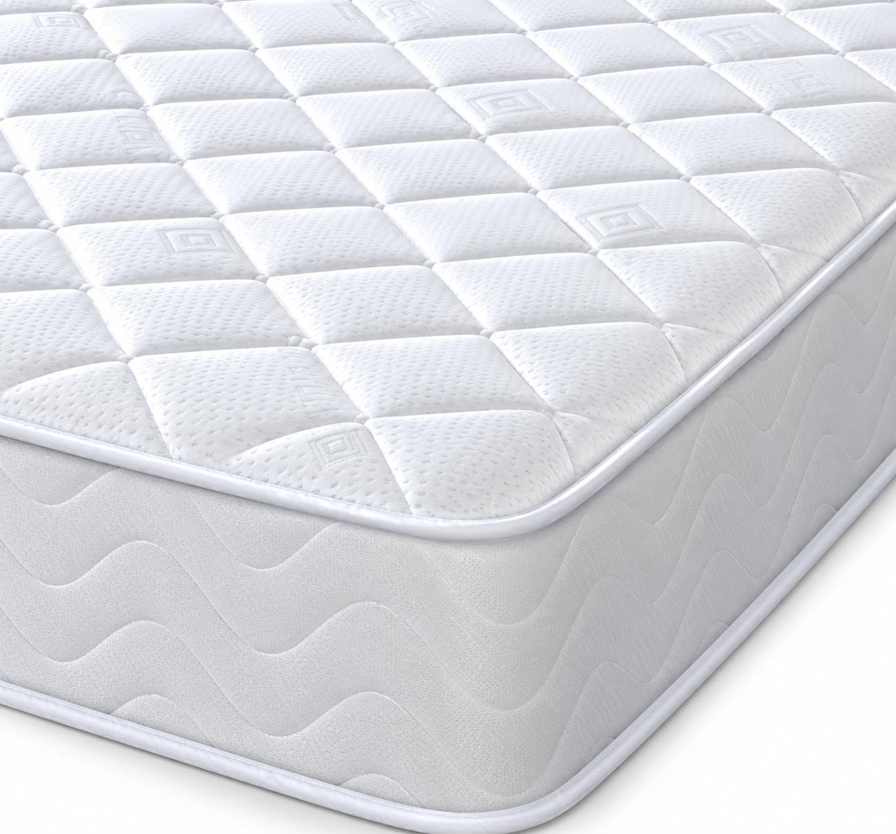 eXtreme comfort ltd Willow Diamond Double Mattress | Foam Free, Bonnel Spring, Soft Comfort Support, White, 4ft6 x 6ft3 (135 x 190 x 18cm)